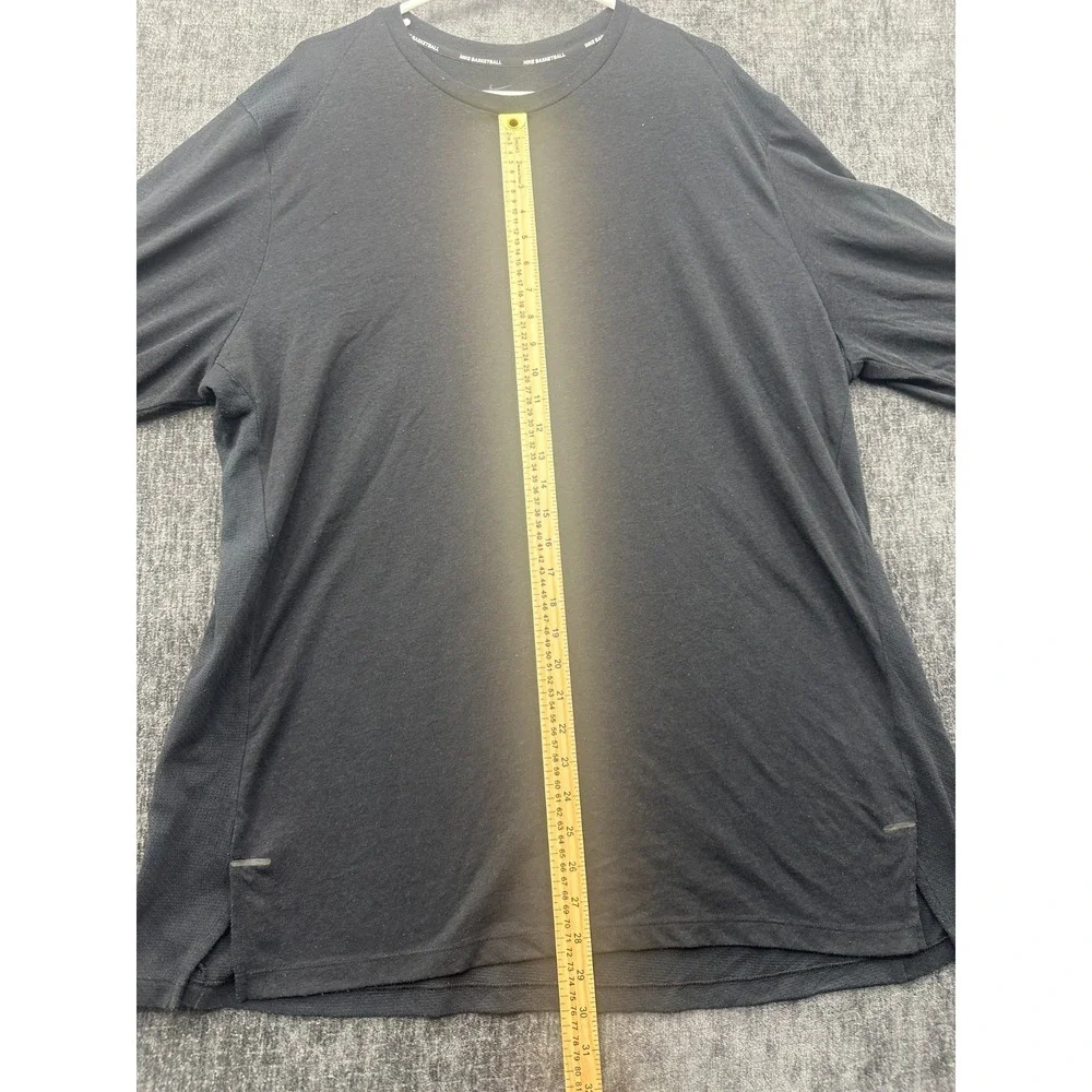 Nike Dri-Fit Basketball T-Shirt Mens 2XL Black‎ Swoosh Logo Long Sleeve Athletic